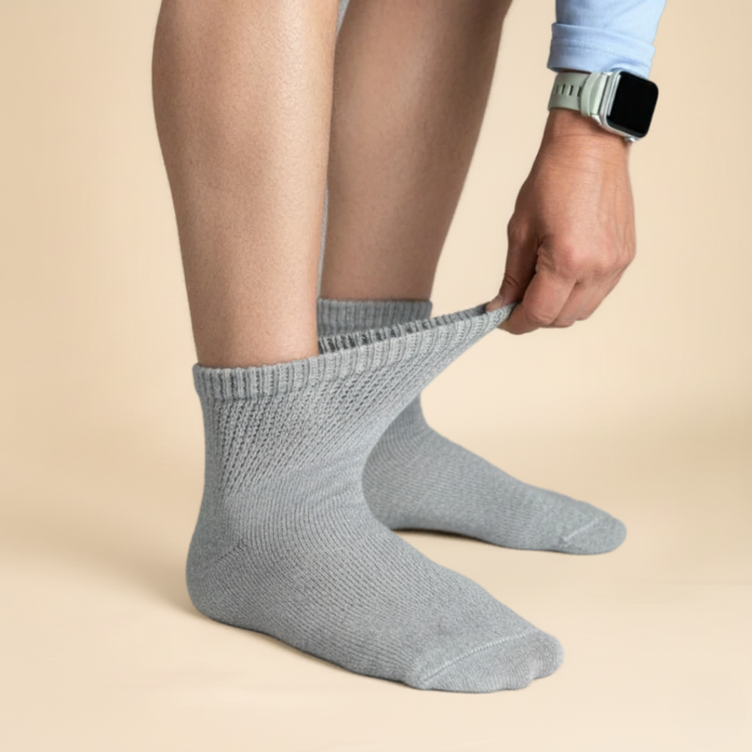 Gray Diabetic Ankle Socks Multi-Pack
