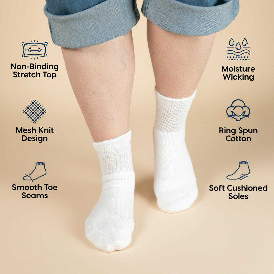 White Diabetic Ankle Socks Multi-Pack