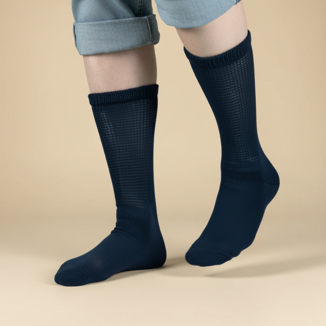 Navy Diabetic Crew Socks Multi-Pack
