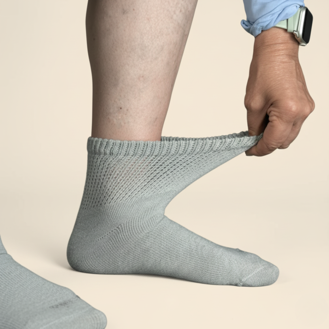 Gray Diabetic Ankle Socks Multi-Pack