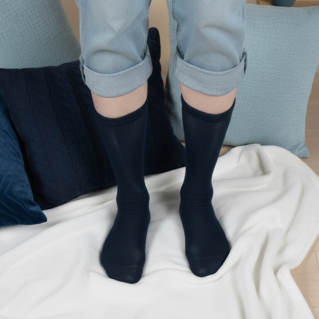 Navy Diabetic Crew Socks Multi-Pack