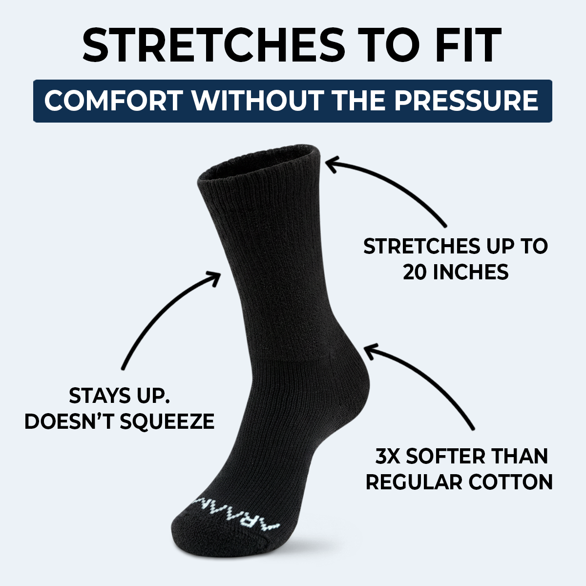 Black ComfortFlex™ Crew Socks