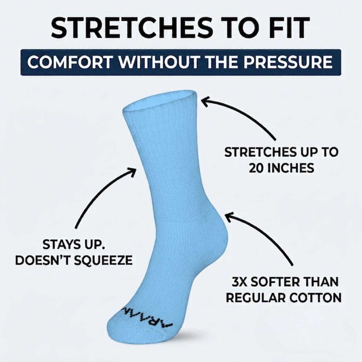 Sky Blue ComfortFlex™ Crew Socks