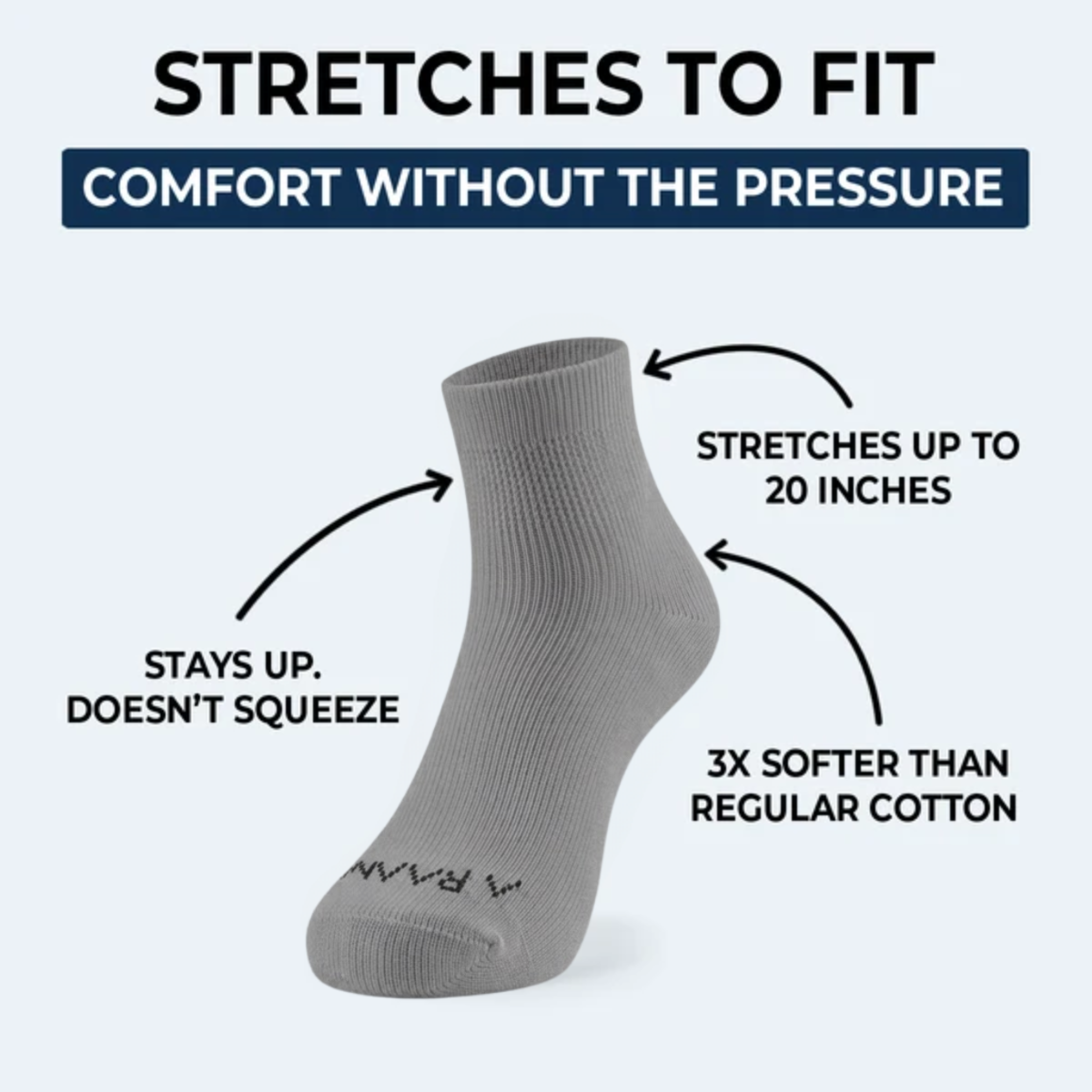 Gray ComfortFlex™ Ankle Socks