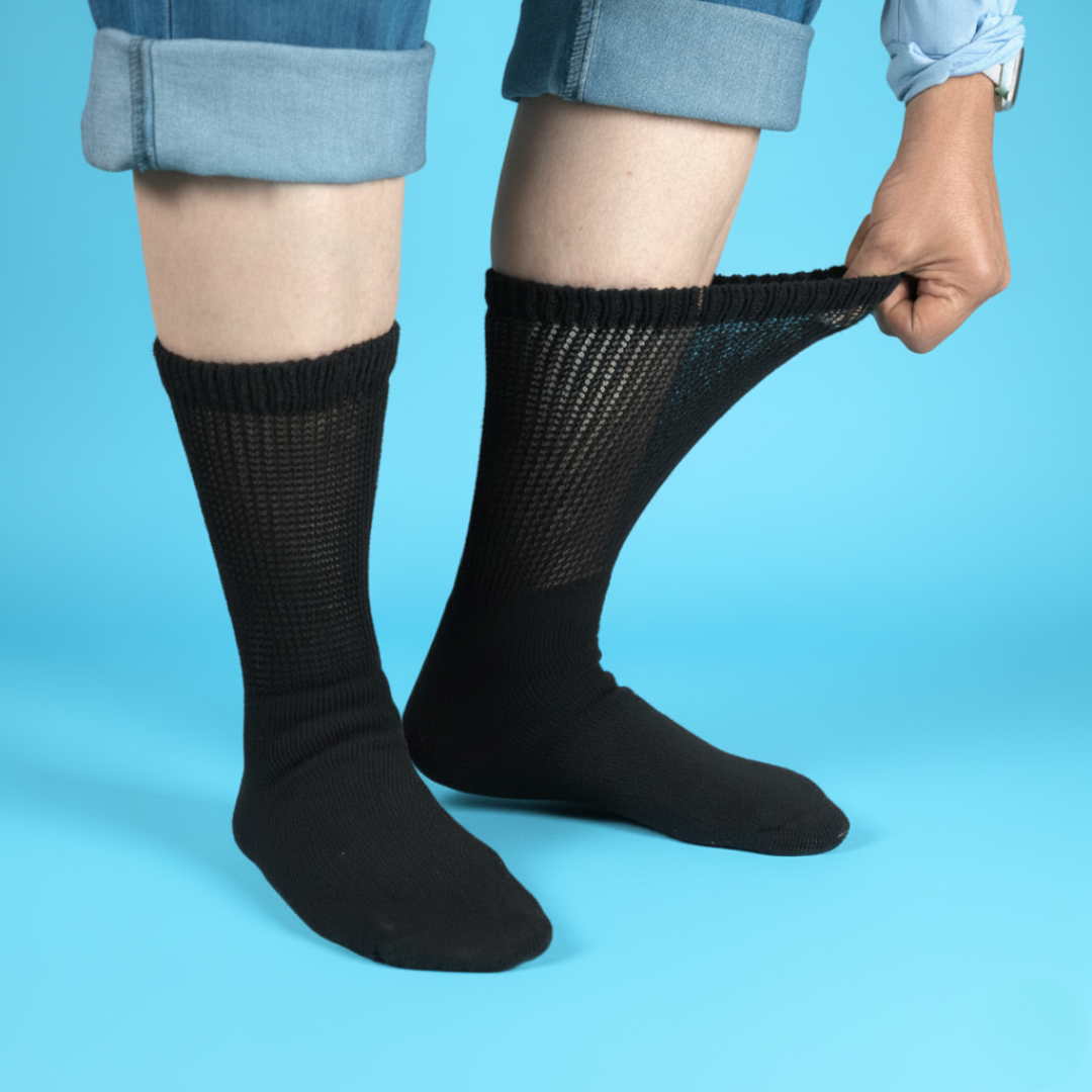 Black Diabetic Crew Socks Multi-Pack
