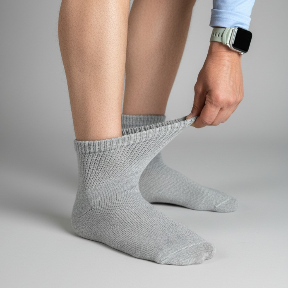 Gray Diabetic Ankle Socks Multi-Pack