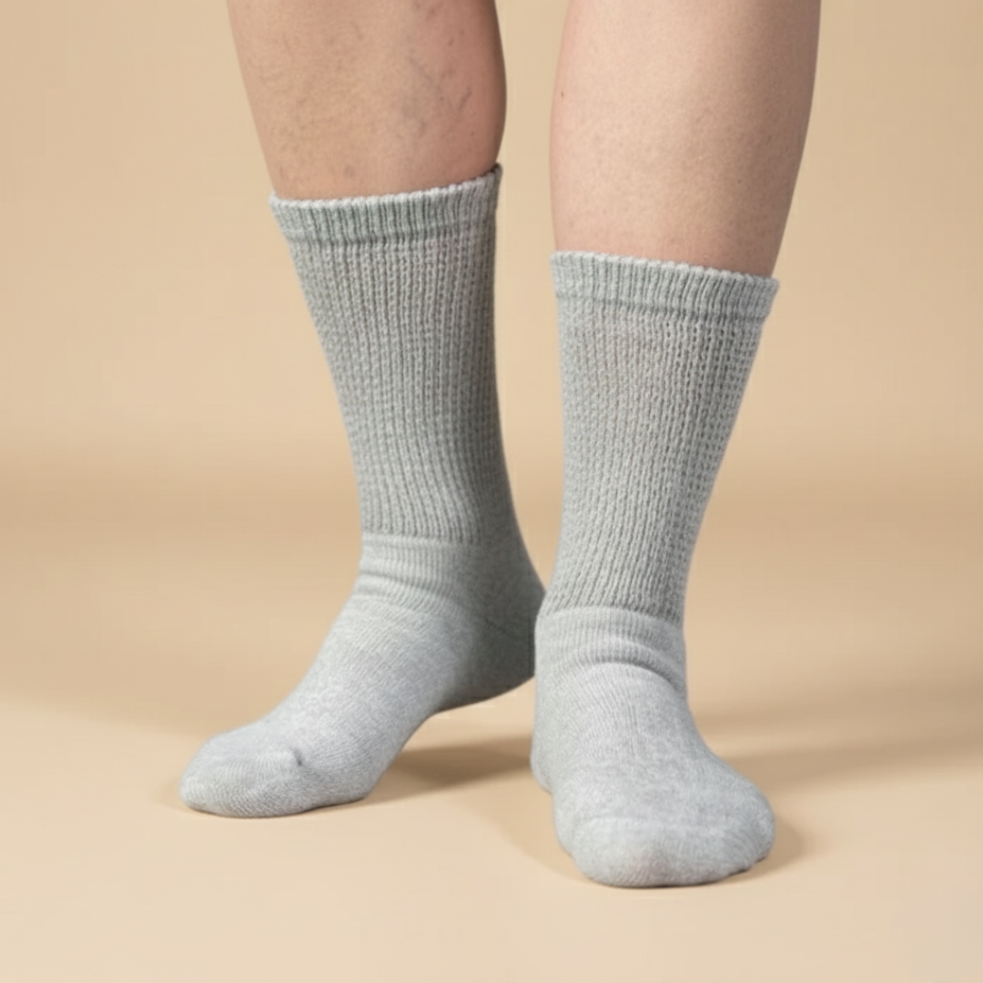 Gray Diabetic Crew Socks Multi-Pack