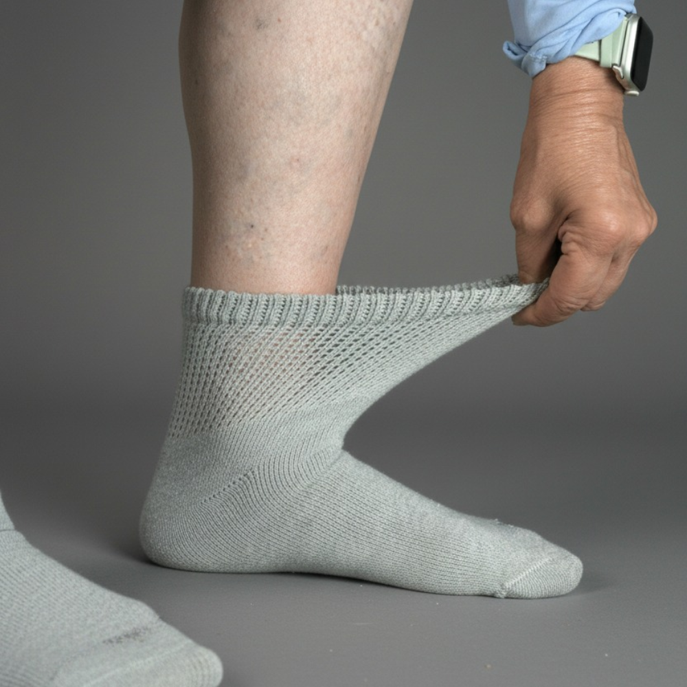 Gray Diabetic Ankle Socks Multi-Pack
