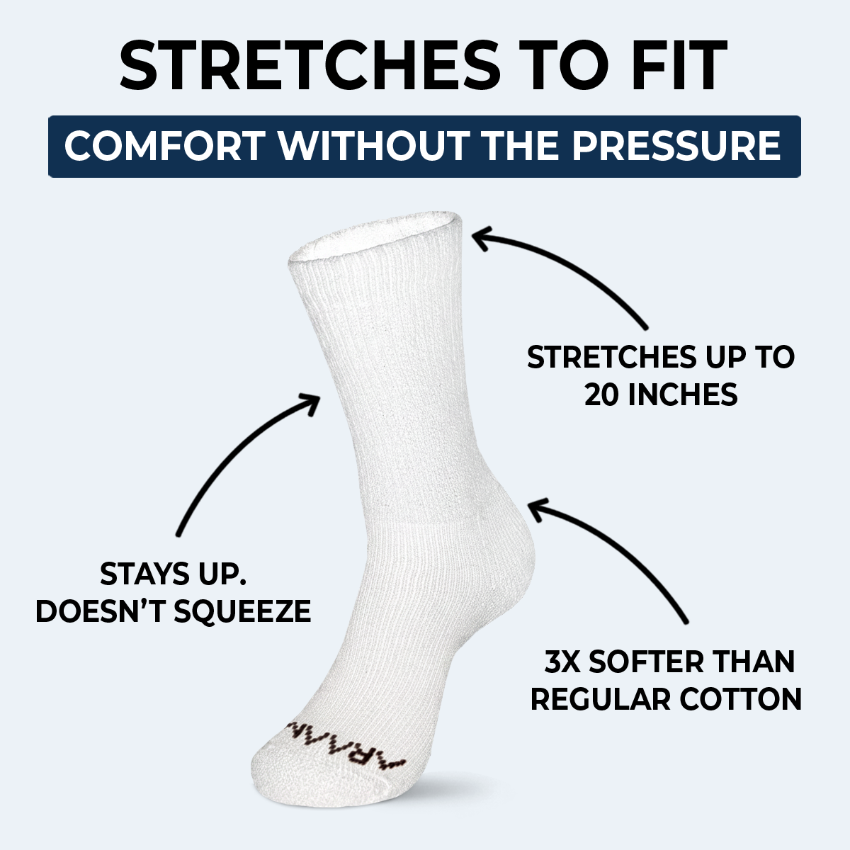 White ComfortFlex™ Crew Socks