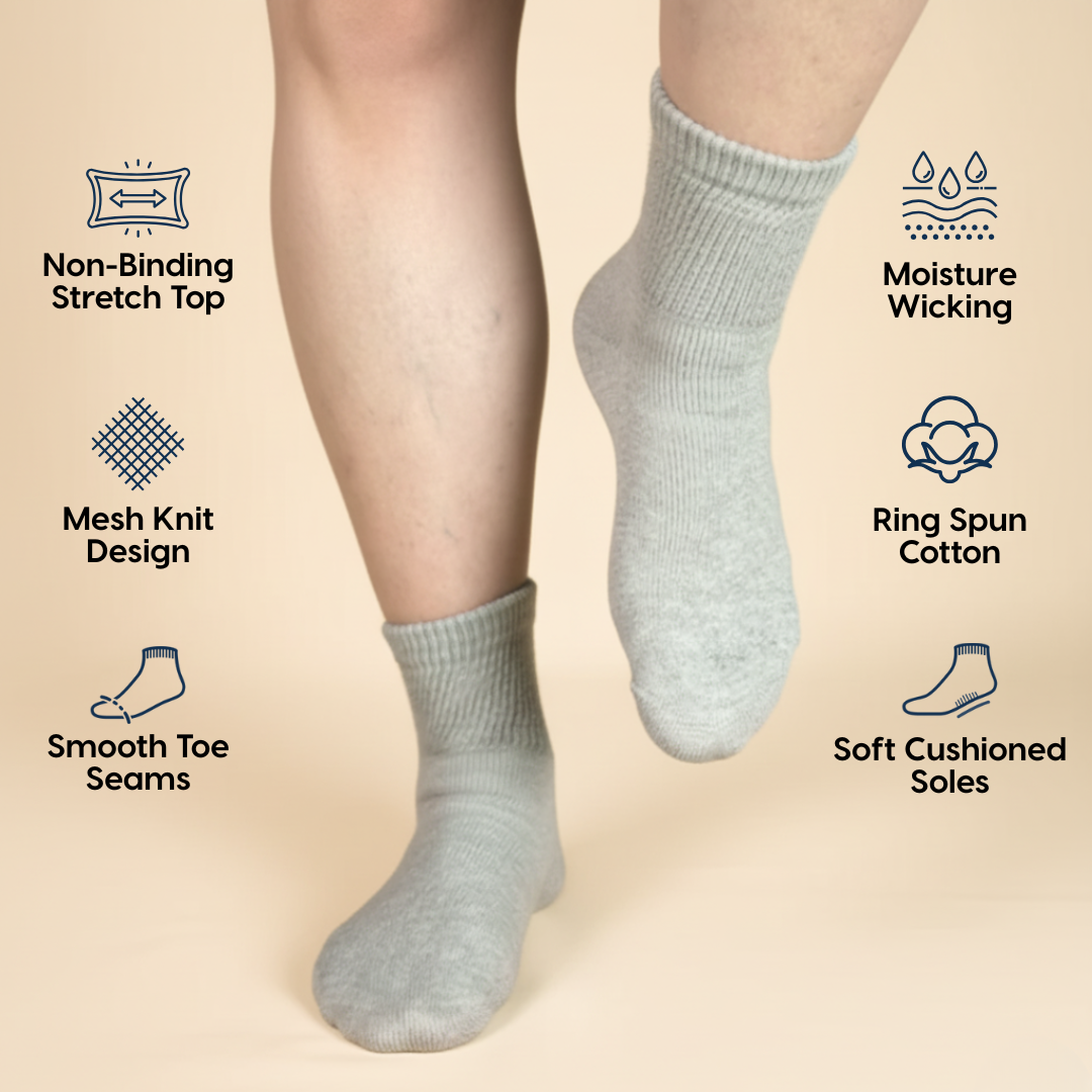 Gray Diabetic Ankle Socks Multi-Pack
