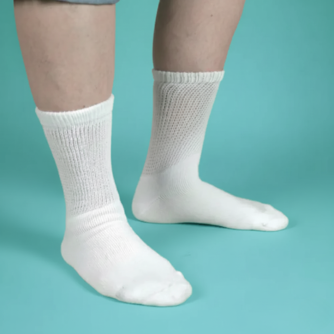 White Diabetic Crew Socks Multi-Pack