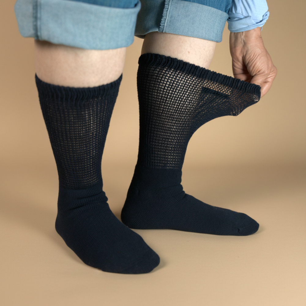 Navy Diabetic Crew Socks Multi-Pack