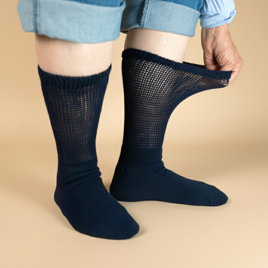 Navy Diabetic Crew Socks Multi-Pack