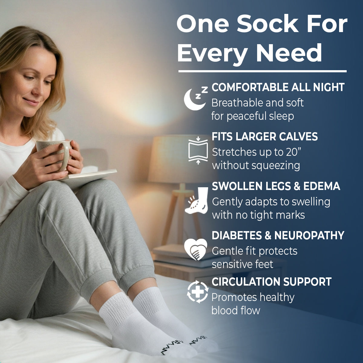 White ComfortFlex™ Ankle Socks