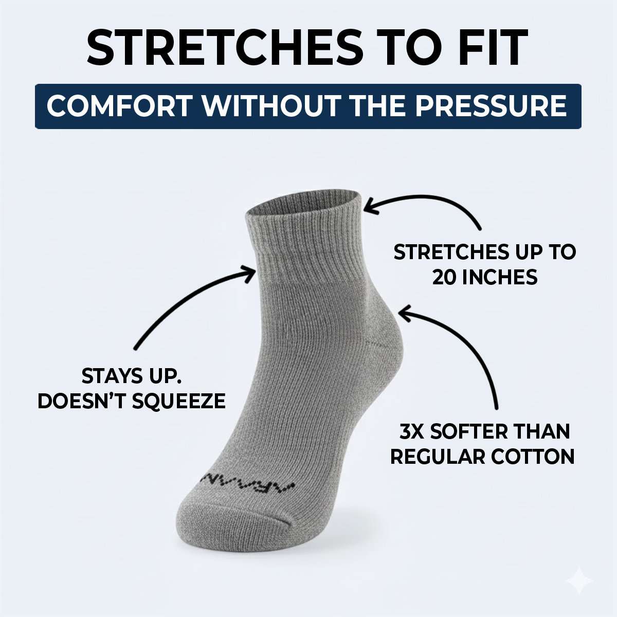 Gray ComfortFlex™ Ankle Socks