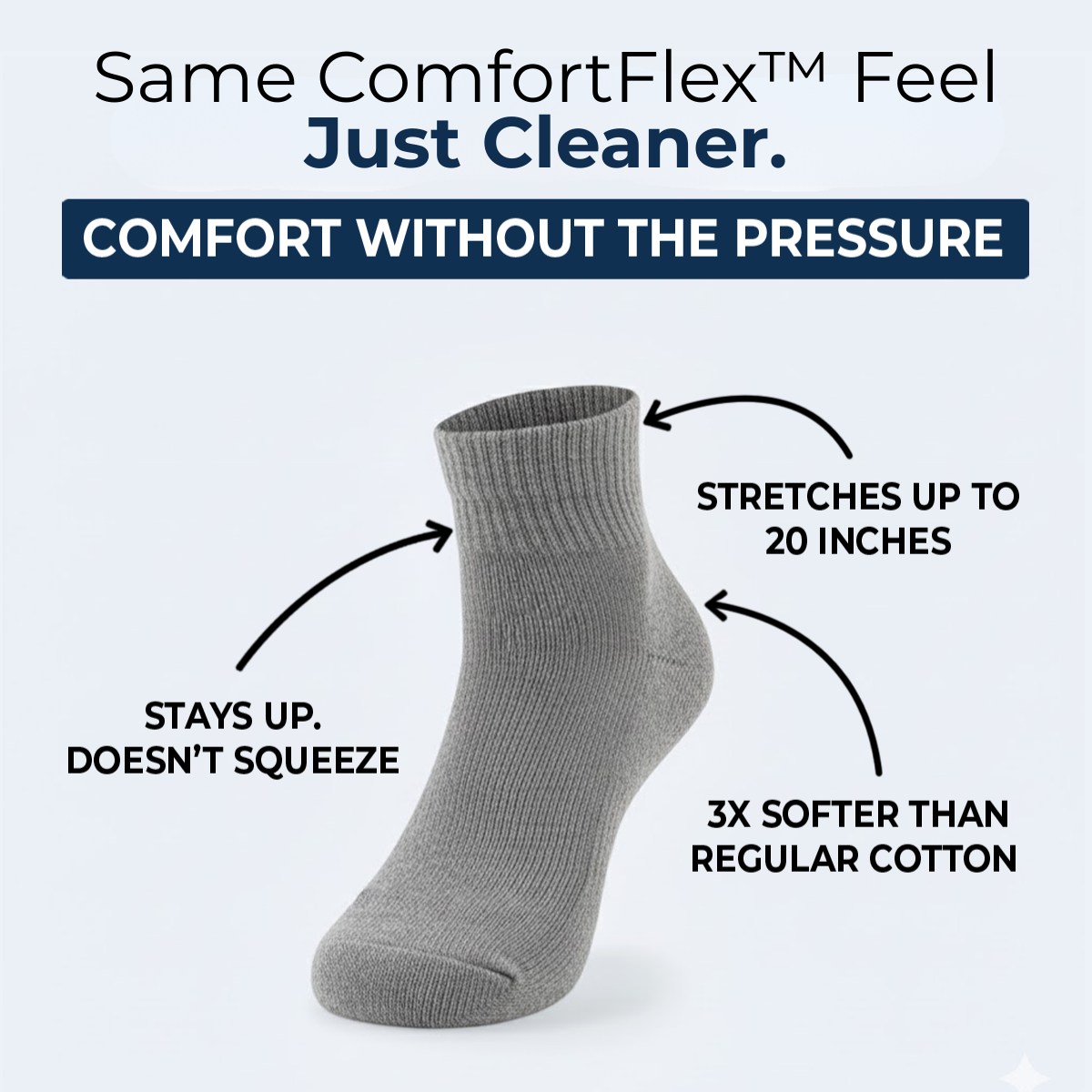 Gray ComfortFlex™ Ankle Socks