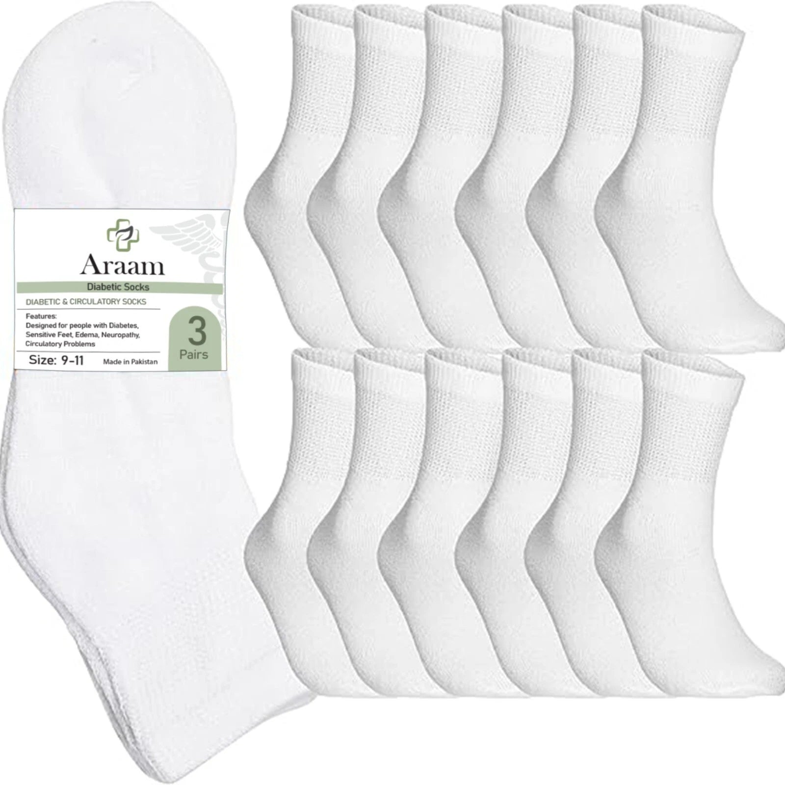 White Diabetic Ankle Socks Multi-Pack